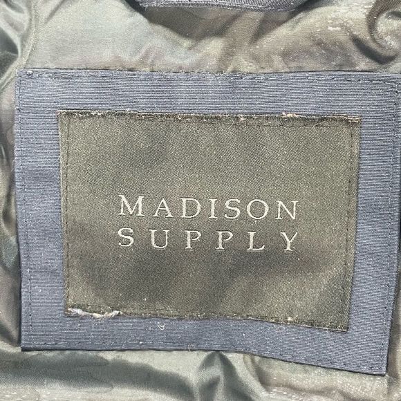 Madison Supply Mens Navy Down Winter Parka - Real Fur Trim Hood SZ Medium - Picture 13 of 16